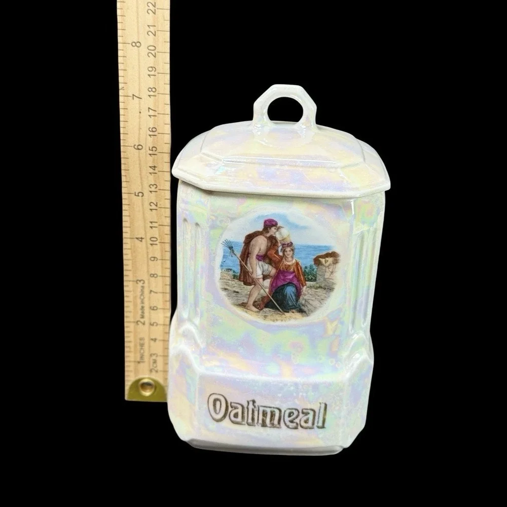 MEPOCO Wares Oatmeal Canister Iridescent Lustreware Made In Germany Vintage‎